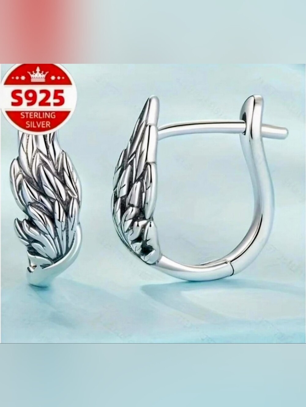 NWT**S925 Sterling Silver Angel Wing  Hoop Earrings. Hinge closure **NEW